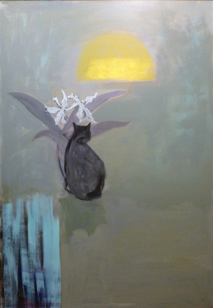 Larry Shineman | BIANCA AND GHOST ORCHID | 60" x 40" | oil on canvas